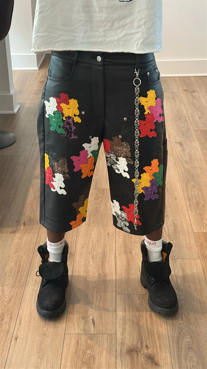 Leather Splat Jorts